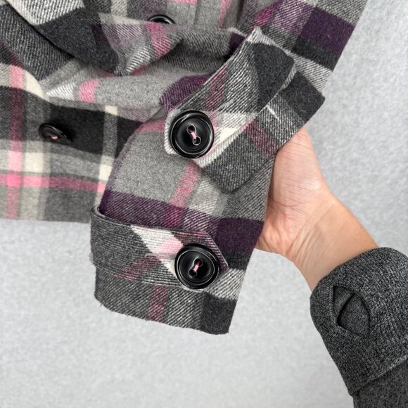 Cabi VTG Wool Blend Double Breasted Jacket Peacoat Size 8 Black Pink White - Picture 5 of 11